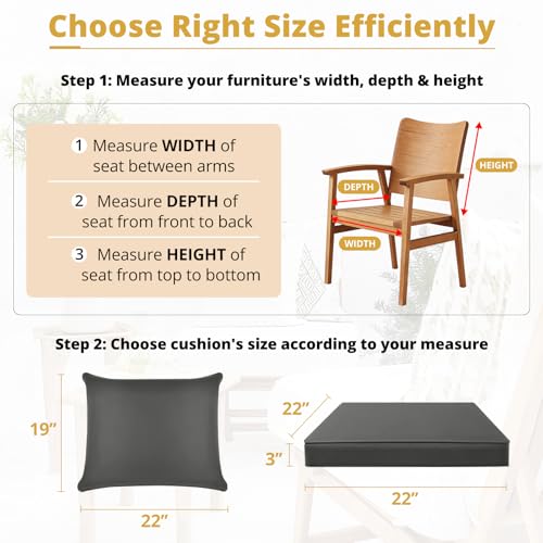 Amazon – Outdoor Chair Cushions Patio Furniture Seat & Back Pillow 22 x 22 Inch Gray - image 5