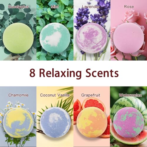 Bath Bomb Gift Set for Women, 8 Pcs Bath Bombs for Girls, Natural Bubble Bathbombs with Essential Oils, Self Care Gifts, Relaxation Spa Gift Basket,Birthday, Mothers Day Gifts for Mom, Wife, - Image 6