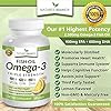 Best Triple Strength Omega 3 Fish Oil Pills 2400mg | 120 Capsules | Burpless High Potency Lemon Flavor | 864mg EPA 576mg DHA Ultra Pure Liquid Softgels | Brain Joints Eyes Hair Heart Health Supplement