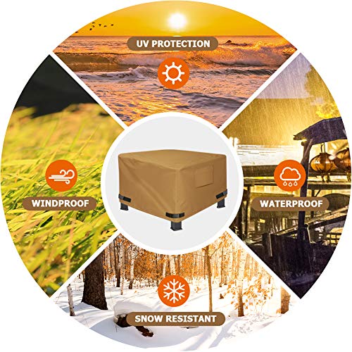 Nexcover Square Fire Pit Cover - Waterproof 600D Heavy Duty Fabric With Pvc Coating, Fits Square Outdoor Fire Pit Or Table 44”L X 44" W, Fade & Weather Resistant Cover, Brown. #TOP6