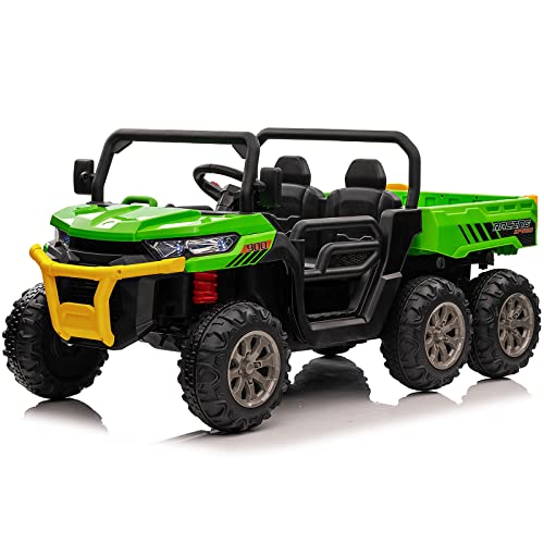 Nitoess 6X6 24V 2 Seater Ride On Tractor, 6-Wheels Ride On Truck With Remote Control, Electric Construction Ride On Vehicle For Kids Toddlers With Headlight, Music Panel, Bluetooth, Shovel, Green #TOP5