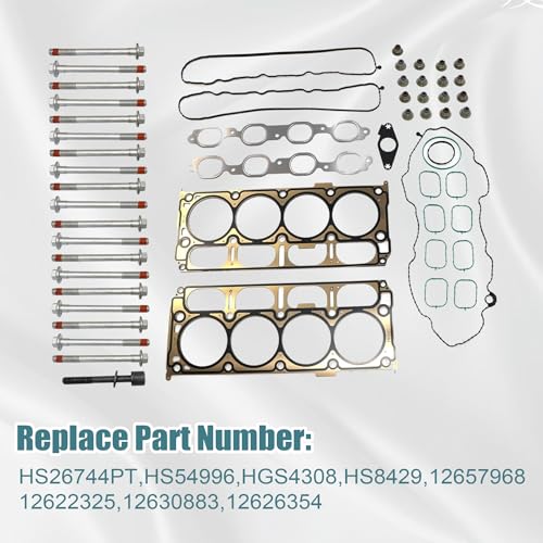Image of GXARTS HS26744PT Cylinder Head Gasket Set with Head Bolts ES73121 HGS4308 HS54996 Compatible with GMC Sierra Chevrolet Silverado 1500 Tahoe GMC Yukon XL Suburban Tahoe 5.3L V8 Engine 2014-2020