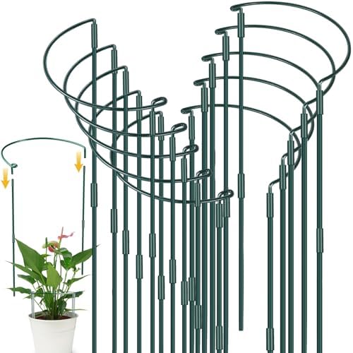 YeahBoom 10 Stück Pflanzenstützen Halbrund Pflanzenstütze Ringkäfige,80x25cm Pflanzenringe Rund,Pflanzenhalter Metall,Staudenhalter,Pflanzenstütze für Topfpflanzen, Tomaten, Gemüse