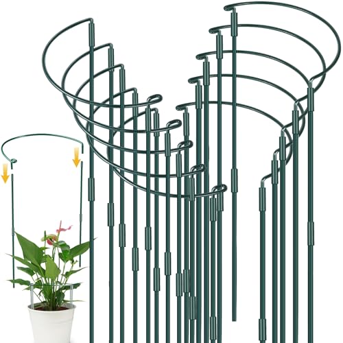 YeahBoom 10 Pièces 25x80cm Tuteurs pour Plantes,Piquets Verts Demi-Ronds Support,Soutien pour Plantes de Jardin,Support de Plantes de Jardin Demi-Rond,pour Hortensias, Pivoines, Plantes Vivace, Légume