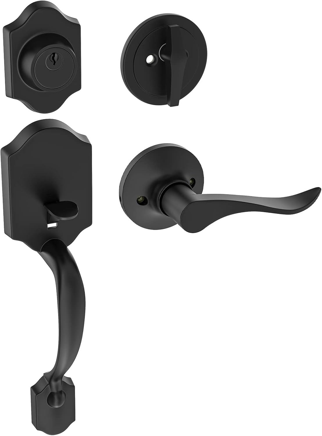 HOSOM Front Door Handle Set Classic Oil Rubbed Bronze, Exterior Door Handle and Deadbolt Set