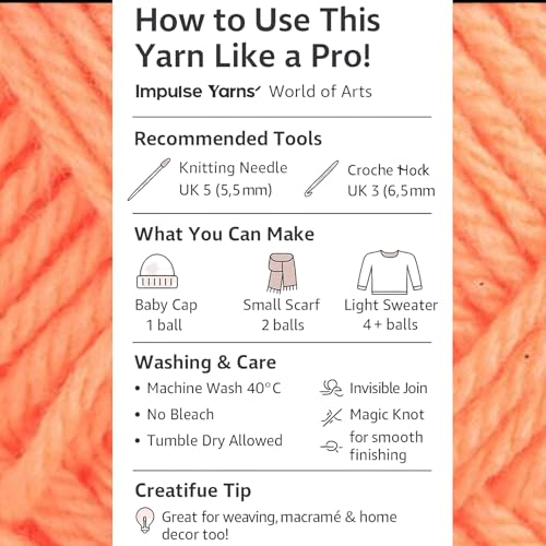 Image of WOAFashions Impulse Hand Knitting & Crochet Yarn (Bawa Orange) (100gms - Pack of 1)