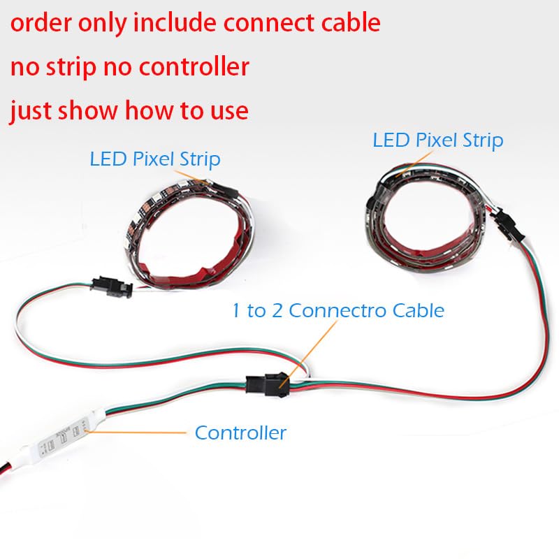 TOPXCDZ SM LED Connector Extension Splitter Cable JST Male to Female Plug Wire 30 cm 3-Pin WS2811 WS2812B SK6812 LED Strip Light 5 Pieces (30 cm Cable 1 to 4) - Image 3