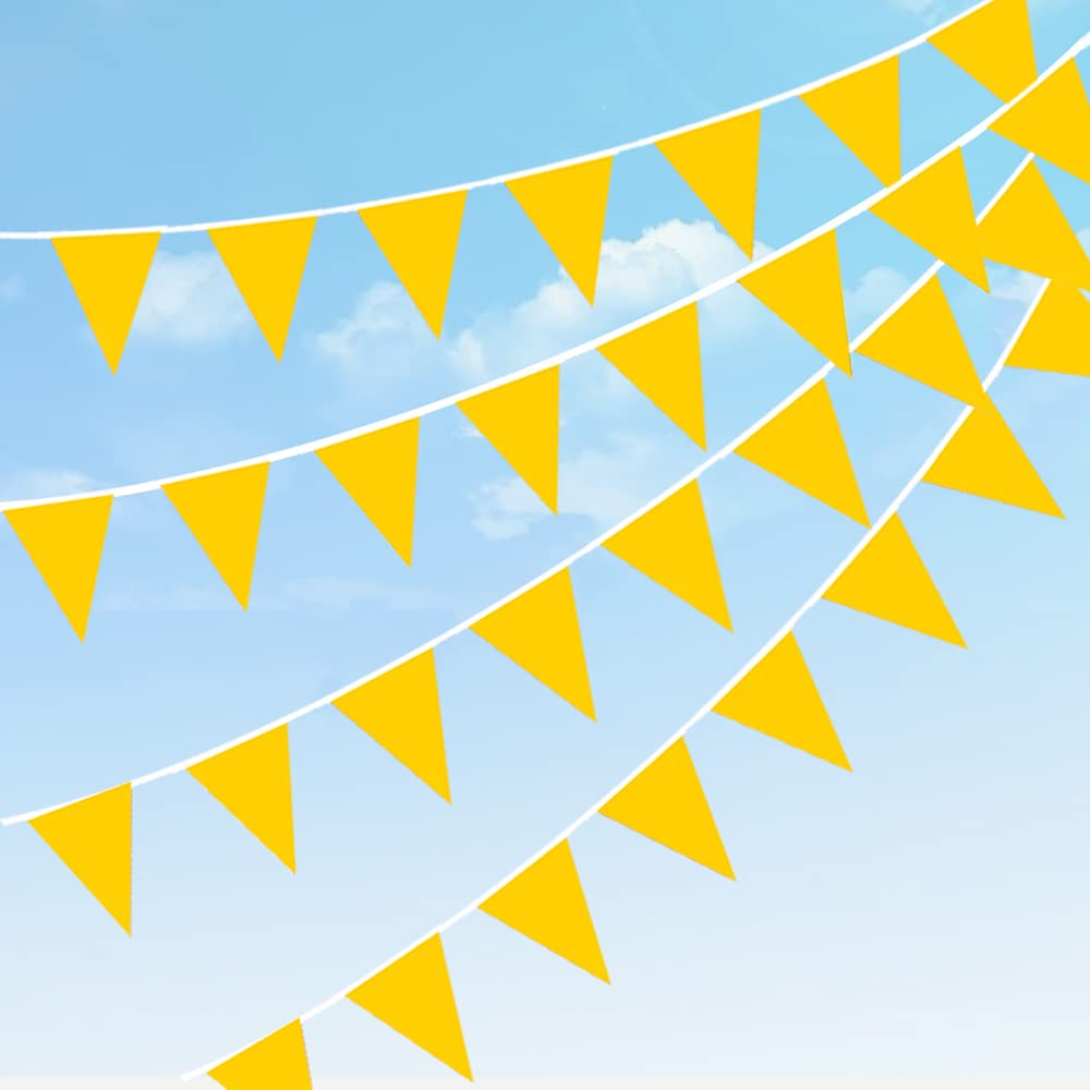 DOJoykeyYellow Bunting Banner, Outdoor Waterproof Pennant Banner with 40pcs Flags Reusable Fabric Bunting for Garden, Birthday,Mother‘s Day， Party Decoration