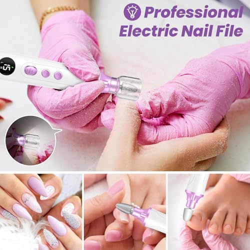 Maniküre Set Elektrisch, Pediküre Set Fußpflege Elektrisch Nagelfeile mit 9 Aufsätze zur Nagelpflege, Pediküreset Elektrisch mit 15 Geschwindigkeitsstufen und LED Licht für Hände und Füße