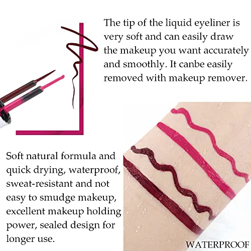 Evpct 2Pcs Wine Dark Red Liquid Eyeliner Colorful Set Waterproof Colored Color Eye Liners For Women Stamps Shapes For Eyes Delineadores De Colores Para Ojos Delineador De Ojos Contra El Agua 08&17 #TOP1