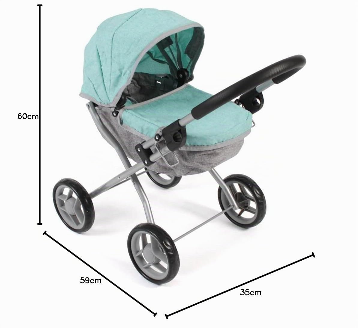 Bayer Chic 2000 Cochecito De Muñecas Mini – Plegable, Con Cinturón Y 55 Cm De Altura (Mint Melange)
