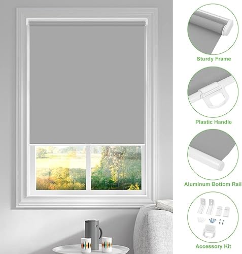 Miniatura 4 de Kokorona Persianas enrollables opacas sin cordón para ventanas, oscurecimiento de la habitación, con aislamiento térmico, ahorro de energía, para