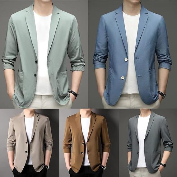 Men's Light Summer Suit Jacket, Mens Casual Blazer Sport Coat Lightweight Two Button Business Jackets2