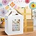 Wowxyz 3 Pack Tall Cake Boxes for Tier Cakes 14x14x16 Inch Disposable Layer Tall Baking Carrier with Window Large Tierd Bakery Take Out Transport Containers with Handle for Wedding, Birthday, Party