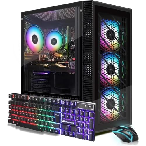 STGAubron Gaming Desktop PC, Radeon RX 580 16G GDDR5, Intel Core i5-9400F up to 4.1GHz, 16G RAM, 1T SSD, 600M WiFi, BT 5.0, RGB Fan x 4, RGB Keyboard & Mouse & Mouse Pad, W11H64