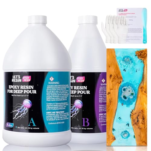 LET'S RESIN EPOXY RESIN Deep Pour Epoxy Resin 1.5 Gallon,2 to 4 Inch Depth Crystal Clear Epoxy for Flower Preservation,Bubble Free & Low Viscosity Casting Resin for River Table,Art,Crafts