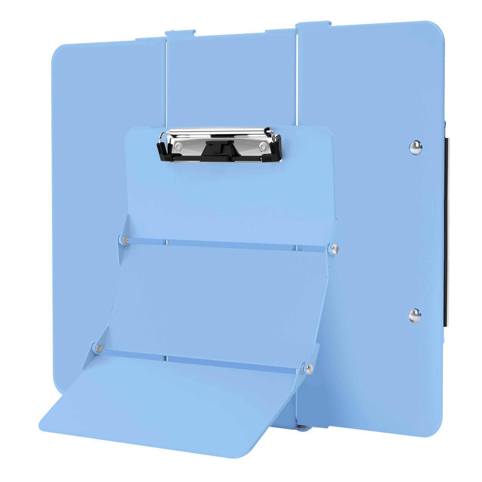 Nursing Clipboard Foldable Without Edition Cheat Charts, 3 Layers Aluminum, Nurse Board w/Low Profile Clip&amp;Pen Clip Pocket, Light Blue