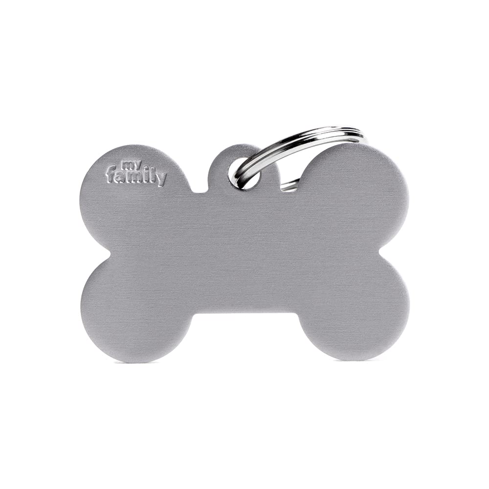 MyFamily Personalized Pet ID Tag Made in Italy, Large Bone, Free Engraving, Enamelled Metal, Basic Collection, 38X25 mm