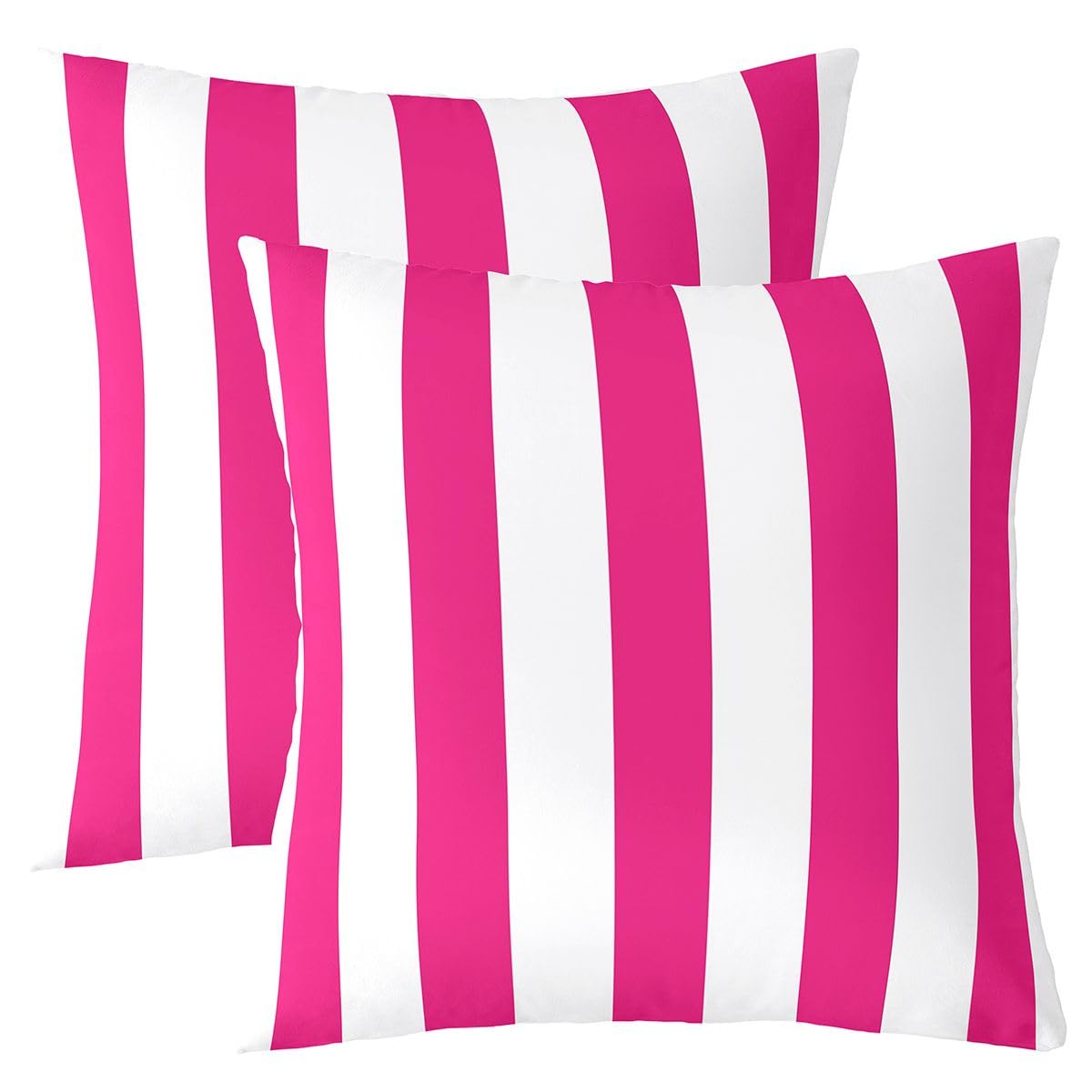 Homewish Hot Pink White Striped Cushion Covers 60 x 60 cm Set of 2 — image 1