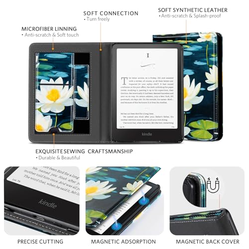 Image of CoBak Stand Case for 7 inch Kindle Paperwhite 12th Gen 2024 and Kindle Colorsoft with Hand Strap - Compatible with iPhone MagSafe, for Samsung /Belkin /Anker Wireless Charging Pads, Durable, Auto Sleep Wake