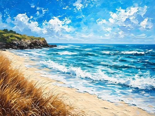 Peinture Diamant Adulte Plage 100x70cm pour Décorer un Salon Lumineux