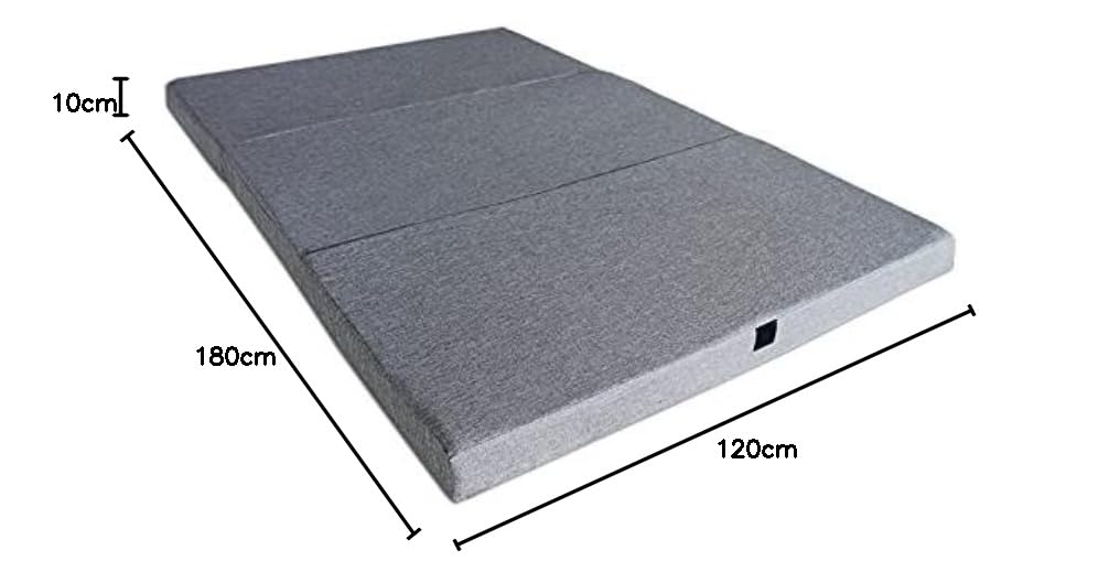 Ventadecolchones - Colchón Plegable con Cierre y Asa | 120 x 180 x 10 cm | con Espuma D25 extrafirme en Loneta Premium Gris para Furgoneta, Mini Camper y Camping
