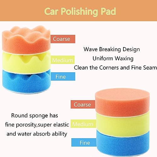Image of 74PCS 3Inch Car Headlight Restoration and Polishing Kit, Sanding Discs with 1 /4 inch and M10 Backing Pad,Scouring Pads, Interface Pad, Wool Polishing Buffing Pad Polishing Buffing Wheel