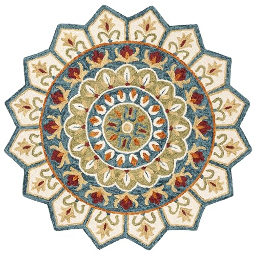 Tapete Redondo 6' Boho Lana Hecho a Mano miniatura 2