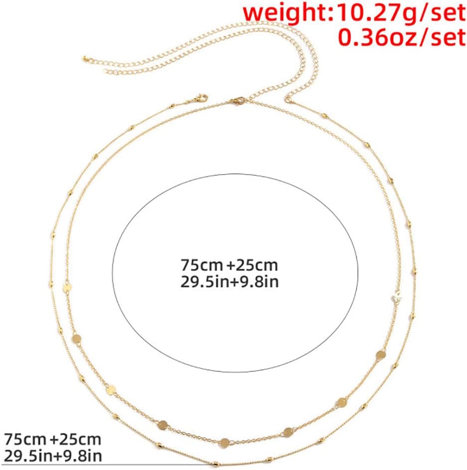 Carufin Sequin Waist Chain Gold Sexy Bikini Bead Chain Body Chain Jewelry Adjustable for Women and Girls (Gold) - Image 5