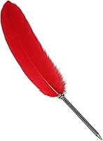 Vista 12 de OPENDGO Bolígrafo de pluma de ganso natural, diseño de moda, bolígrafos de tinta negra para niños escritura suave (azul)