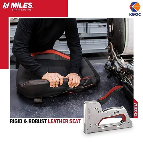 Image of MILES Metal TS-2313A (3 in 1) Gun Tracker with Force Adjustment | 8000 pcs 23 /8 Stainless Steel Staple Pins | Silver body Red handle Color | Combo |Textile | Leather | Canvas | Sofa Car Seat