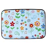 Kaabao Credit Card Holder for Women Men Small RFID Blocking Wallet Business Metal Slim Mini Aluminum Hard Case Gift (Colored Doodle Flowers)
