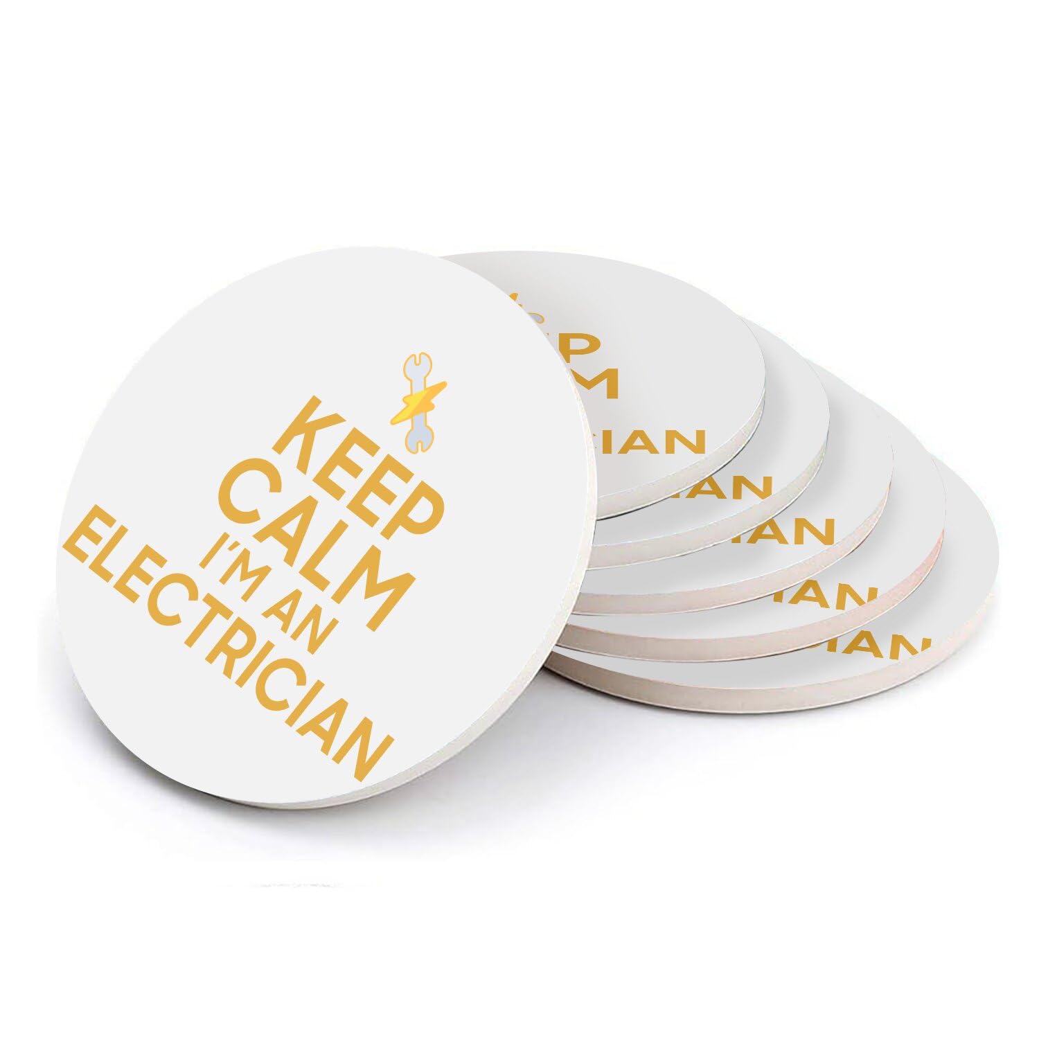 Sous-verres céramique absorbants 108mm avec impression haute définition Keep Calm Electricien