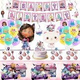 Pappteller Kindergeburtstag Mädchen- Doll Geburtstag Geschirr Set Geburtstagsdeko Partygeschirr Tischdecke Pappteller Tischdecke Happy Birthday Banner Teller Servietten Party Tableware Supplies Deko