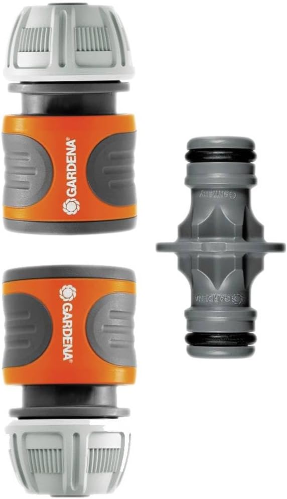 Gardena Coupling Set: Hose Coupling for Hose Extension 13 mm (1/2 inch) and 15 mm (5/8 inch), Even with high Water Pressure, Easy Installation (18283-20)