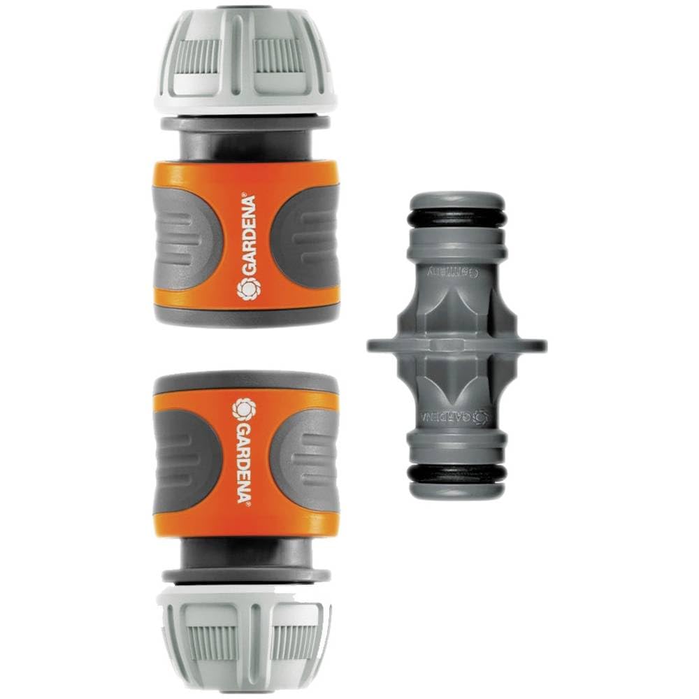 Gardena Coupling Set: Hose Coupling for Hose Extension 13 mm (1/2 inch) and 15 mm (5/8 inch), Even with high Water Pressure, Easy Installation (18283-20)