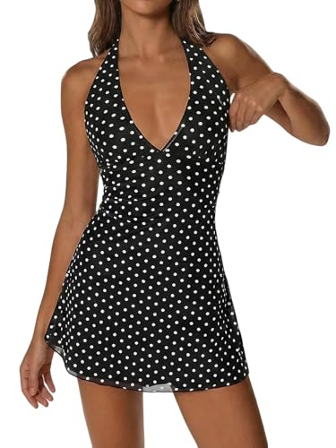 motel valina polka dot halter mini dress Milumia Women's Dots Y2K Summer Short Dresses yelena