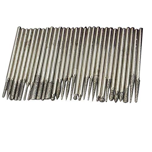 Image of DIY Crafts 30 Pieces Rotary Tool Bits - Diamond Tipped Deburring and Engraving Set - For a Range of Surfaces in a Variety of Sizes (Shape No # 3, Diamond Burr)