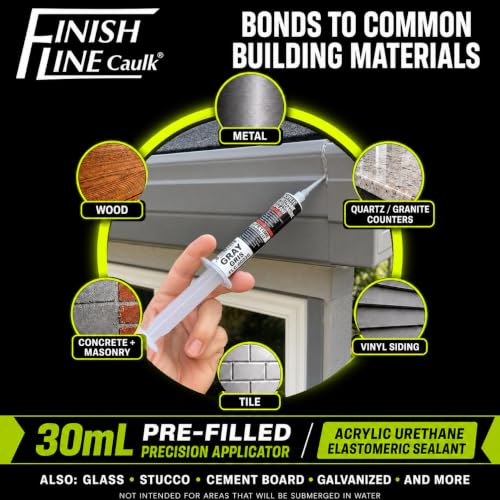 Image of Finish Line Caulk 30mL Pre-Filled Precision Caulk Applicator Gray 5-Pack | Clean, Controlled Application with Less Mess and Rework