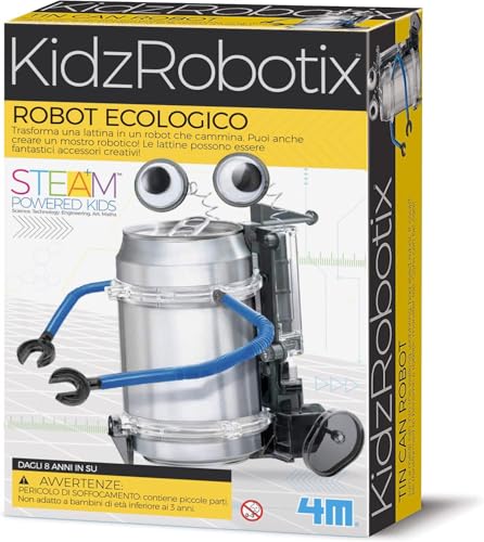 4M 00-03270 Kidz Robotix, Robot Ecologico, Kit Scientifico Educativo, Meccanica con Riciclo, Multicolor, +8 anni