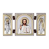 NKlaus - Jesus Christus - Ikone Triptychon Christlich - Holz Reise Altar Ikonografie 16620