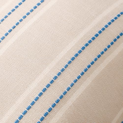 Image of Hckot Throw Pillow Covers 16x16 Set of 2 Blue Pillow Covers Farmhouse Decorative Pillows Textured Linen Square Cushion Covers for Sofa Couch Bed Living Room Decor(Lake Blue)