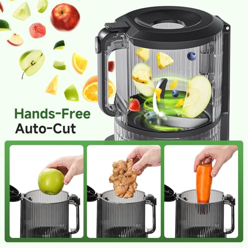 Image of Juicer Machines, 3-in-1 Cold Press Juicer with 6.5 inch Large Feed Chute for Whole Fruits & Vegetables, 100oz Large Capacity for Family Use, Easy to Clean, Matte Black