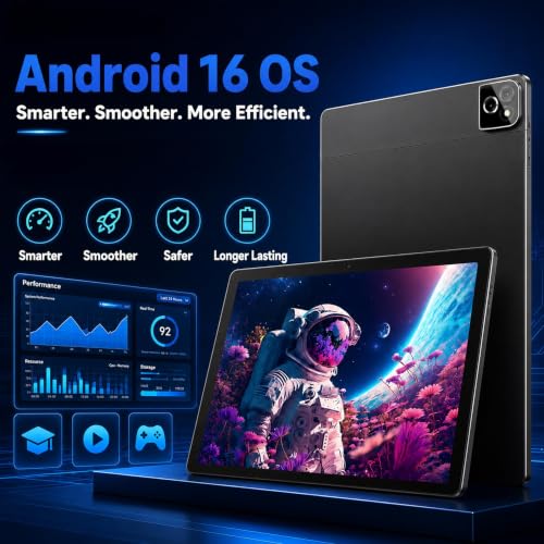 Image of Android 16 Tablet, Octa-Core Tablet, 36GB RAM 256GB ROM 1TB Expand, HD IPS Touch Screen 10 inch Tablet, 6000mAh Battery, BT5.4 WiFi 6, 5+8MP Dual Camera, Black