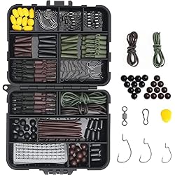 Material De Carpfishing Vicloon 272pcs Anzuelos de Pesca, Accesorios con Caja, Incluye Ganchos Circulares, Anzuelos Triples, Pesas, Guías de Deslizamiento, Anillos Partidos, Kit de Aparejos de Pesca