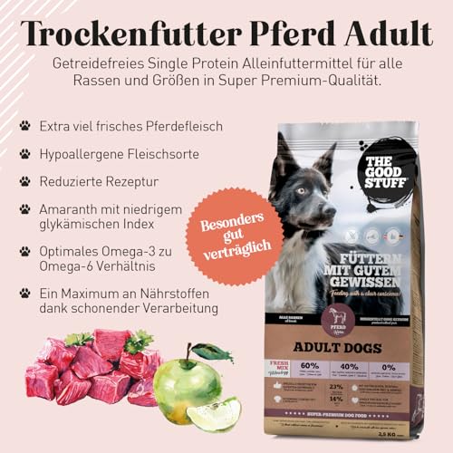 The GOODSTUFF Pferd (Adult) 2,5 kg | Hochwertiges Hundetrockenfutter getreidefrei | Mit frischem Pferdefleisch | Hundefutter trocken für ausgewachsene Hunde | Super-Premium Trockenfutter für Hunde