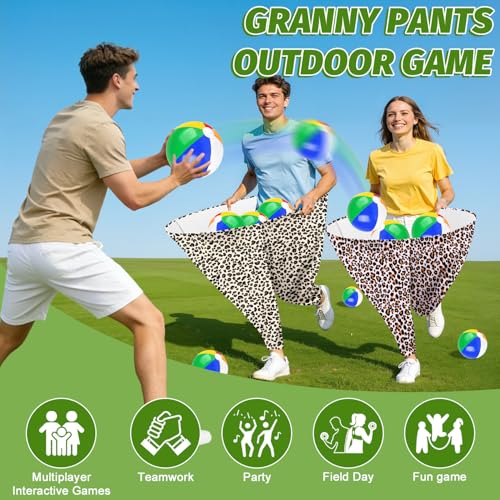 Image of Granny Pants Outdoor Game, 2PCS Granny Pants Game with 8 Bouncy Balls & 1 Air Pump (Random Colors), Big Pants Beach Ball Game Granny Pants Yard Game for Adults and Family Group Activities