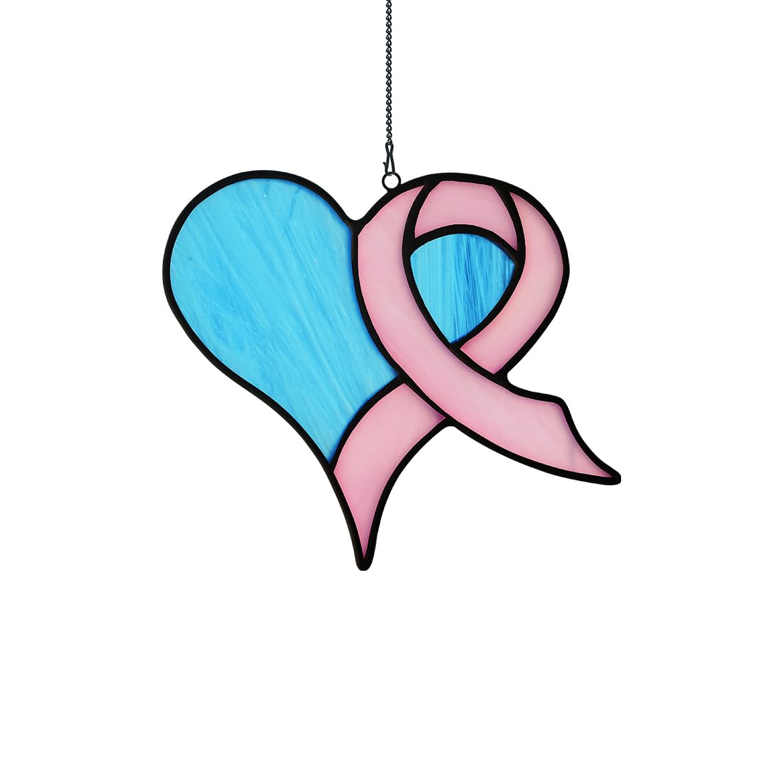 BOXCASA Pink Ribbon Buntglas Fensteraufhänger - Brustkrebs Bewusstsein