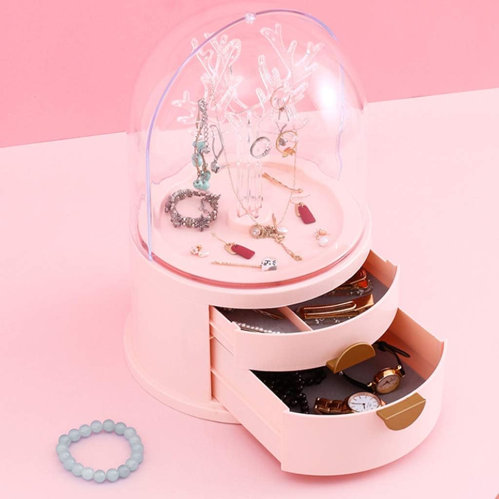 Earrings Jewelry Box Storage Box Hand Jewelry Large Capacity Rotating Hairpin Earring Necklace Display Shelf (Color : A)