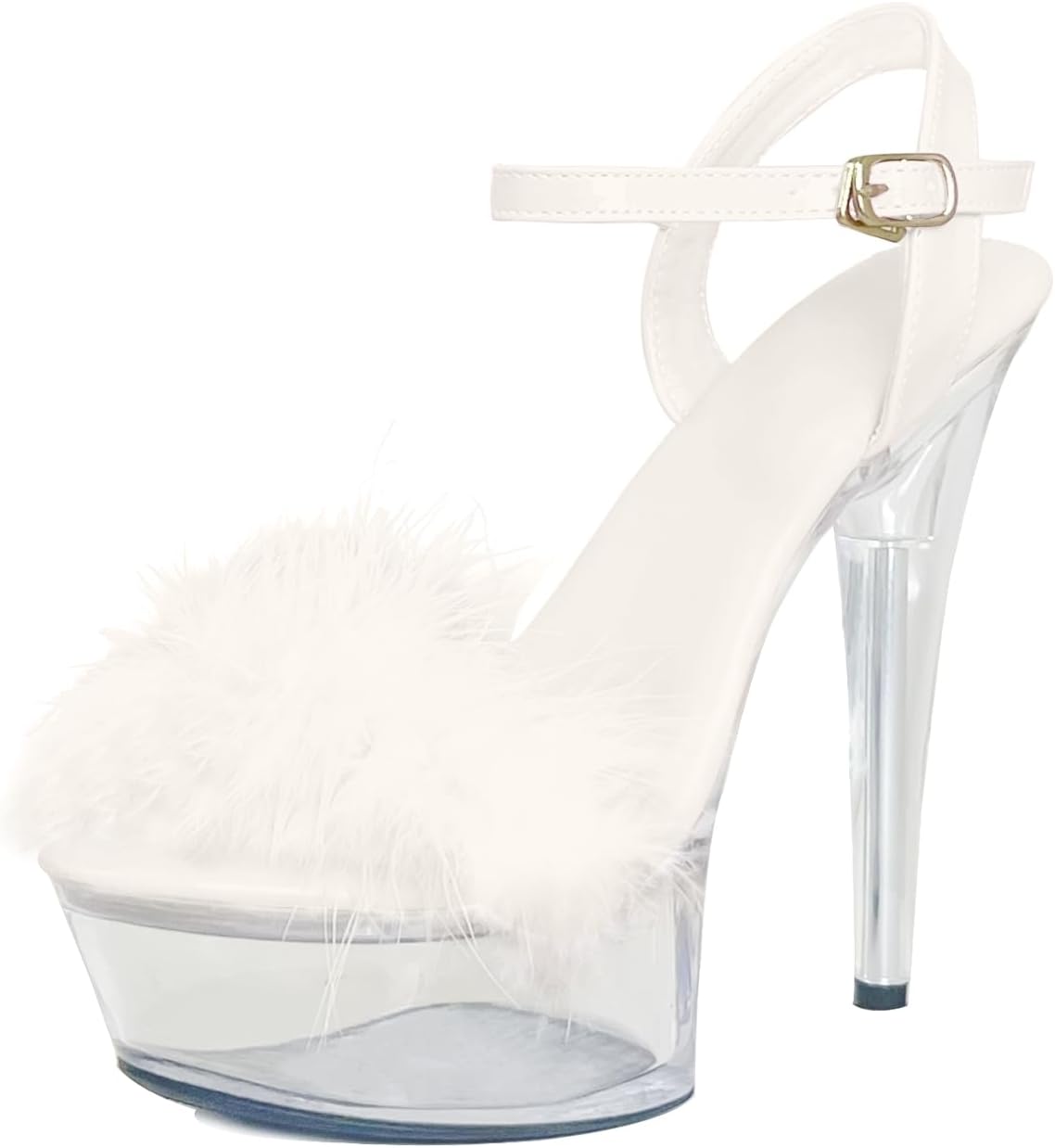 Women's Clear Platform Stiletto High-heeled Sexy Ankle Strap Dance Heels Sandals